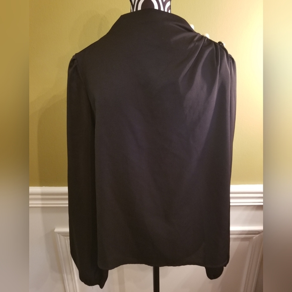 Verdusa Elegant Mock Neck Ruched Puff Long Sleeve Shirt Blouse - Picture 5 of 7